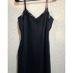 Worthington Womens Size 14 Pinstripe Slip Dress With Lace Neckline